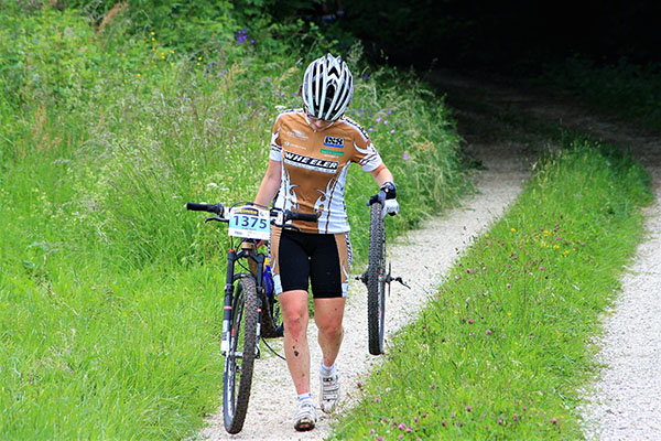 female cyclist wearing bike shorts