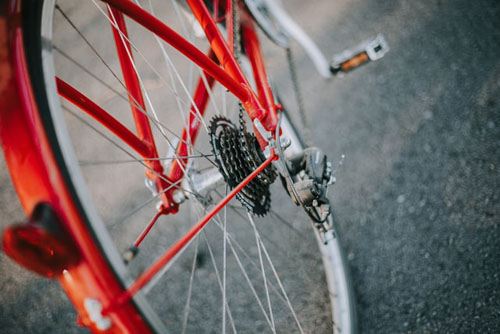 Red and Gray Bike Wheel